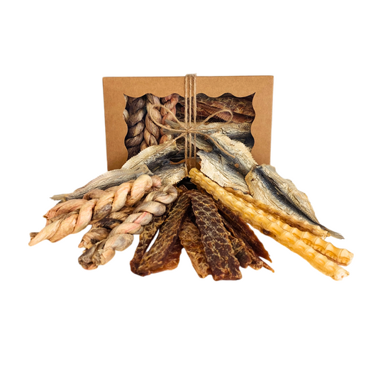 dog birthday special occasion health gourmet treats gift box seafood