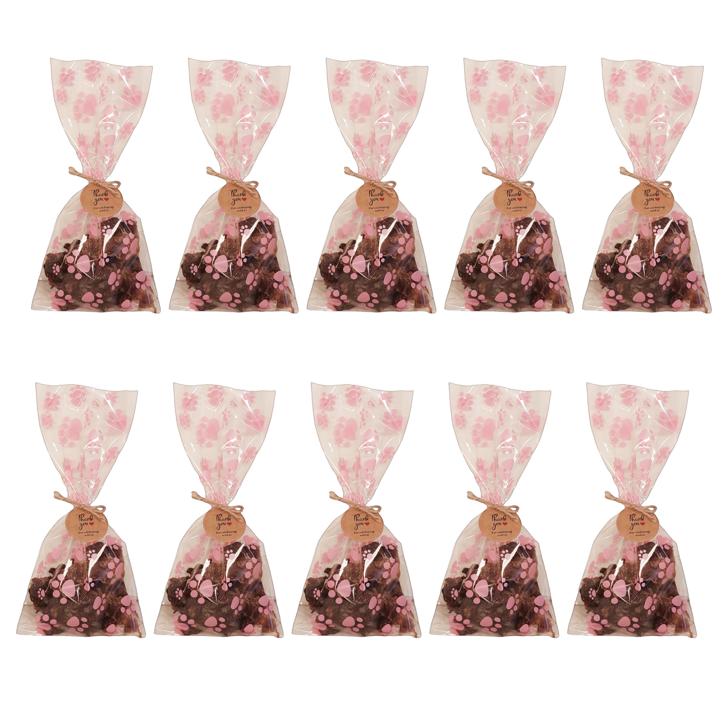dog birthday party favour treat bags 10 x pink colour