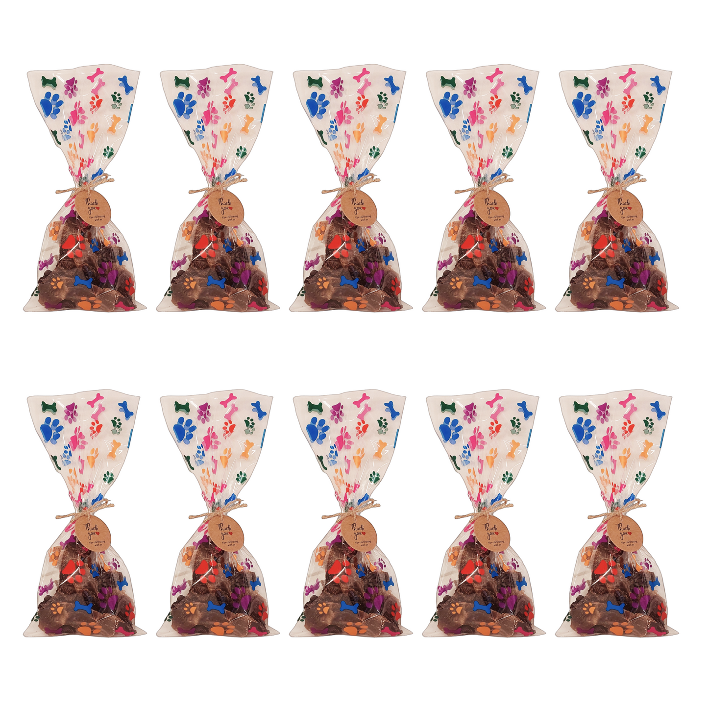 dog birthday party favour treat bags 10 x rainbow colour