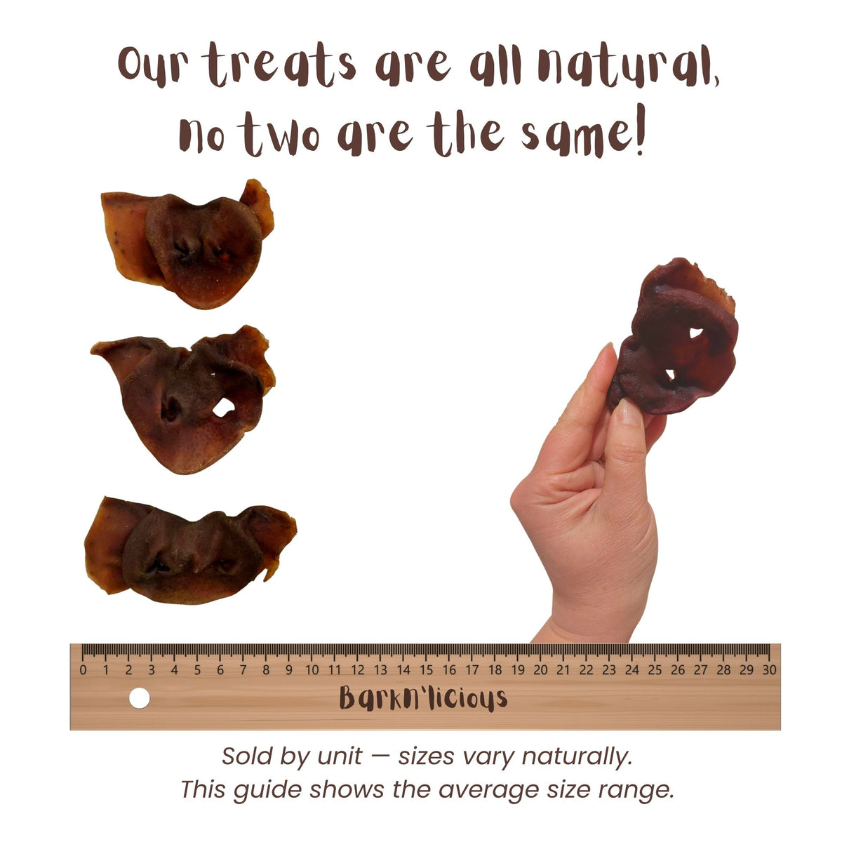 Air Dried Pork Snout For Dogs Size Guide- Barkn'licious Dog Treats