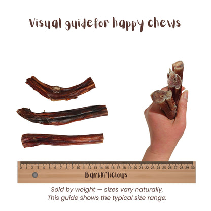 Air Dried Thick Beef Bully Sticks For Dogs Size Guide - Barkn'licious Dog Treats