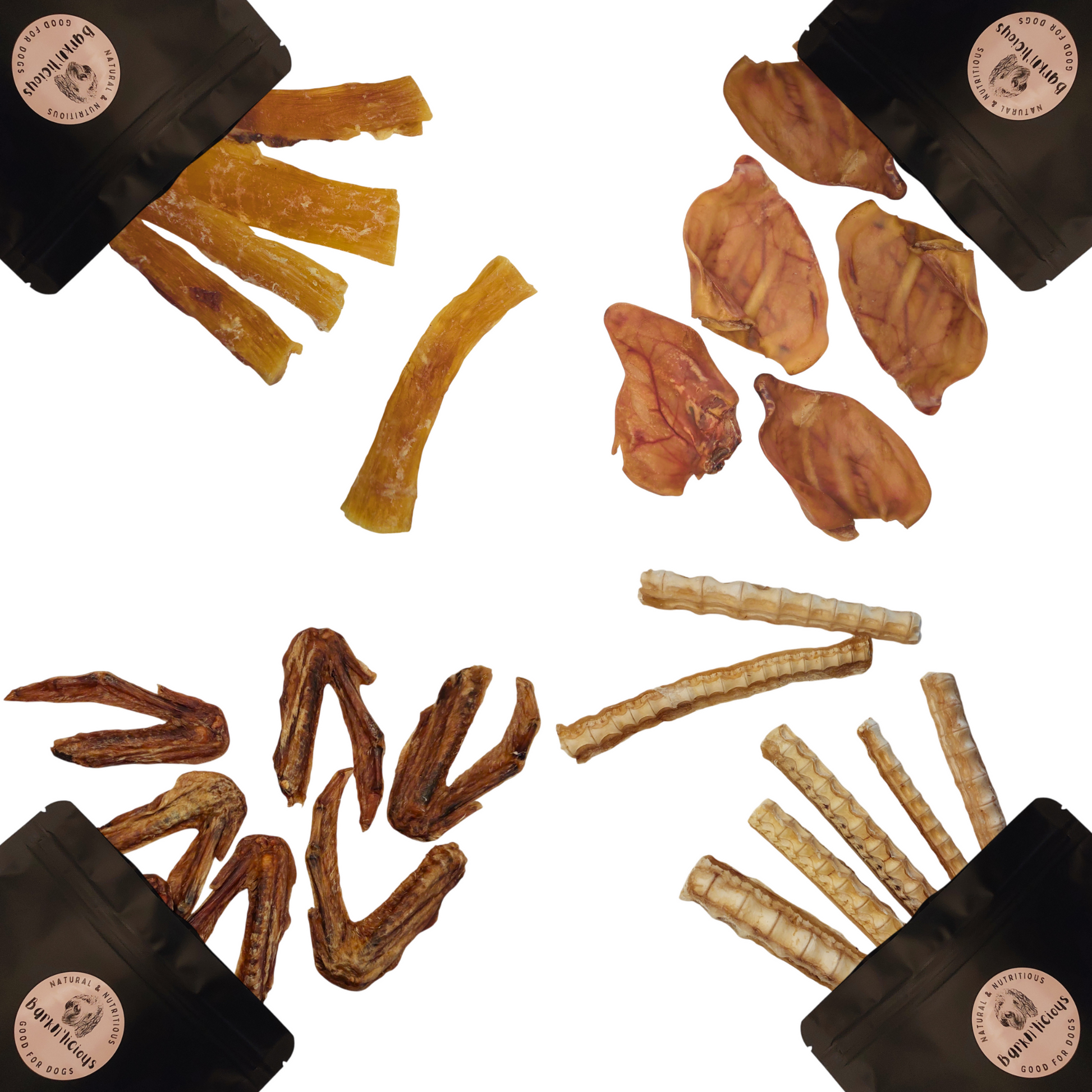 Best natural healthy dog treats bundle dental chews with pig ears beef tendon duck wings and fish dental chews