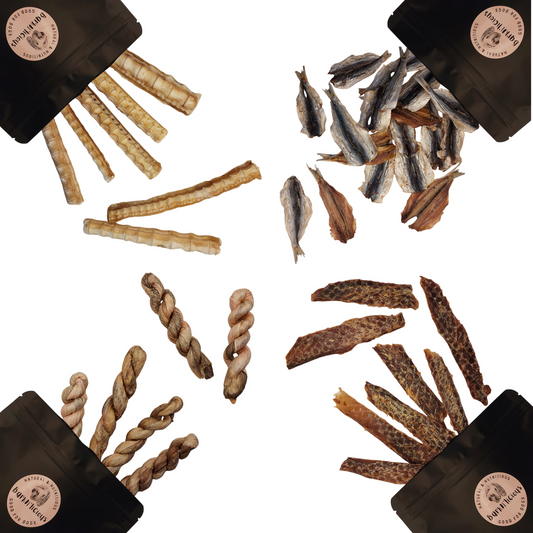 Best natural air dried healthy dog treats bundle omega boost seafood chews and dental chews 