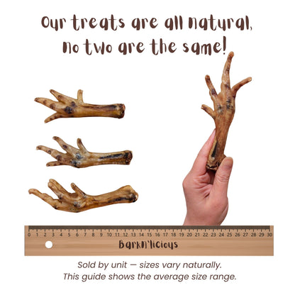 Air Dried Chicken Feet For Dogs Size Guide- Barkn'licious Dog Treats