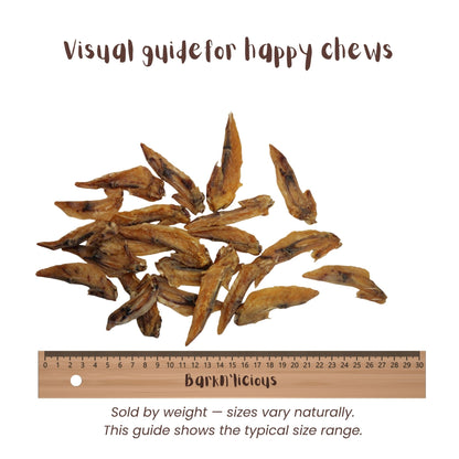 Air Dried Chicken Wing Tip For Dogs Size Guide- Barkn'licious Dog Treats