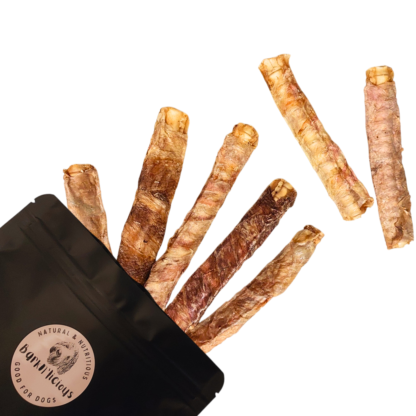 Barknlicious Dog Treats Natural Fish Skin Wrapped Cartilage Dental Chews
