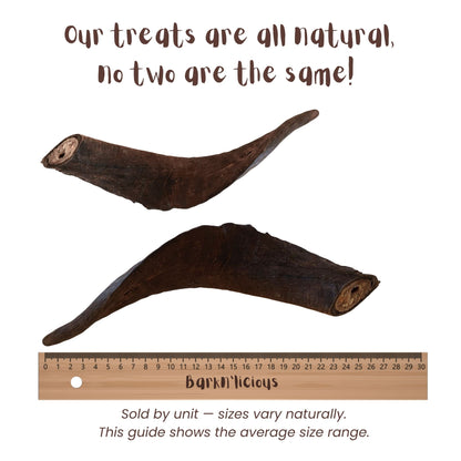 Air Dried Large Goat Horn With Marrow For Dogs Size Guide - Barkn'licious Dog Treats