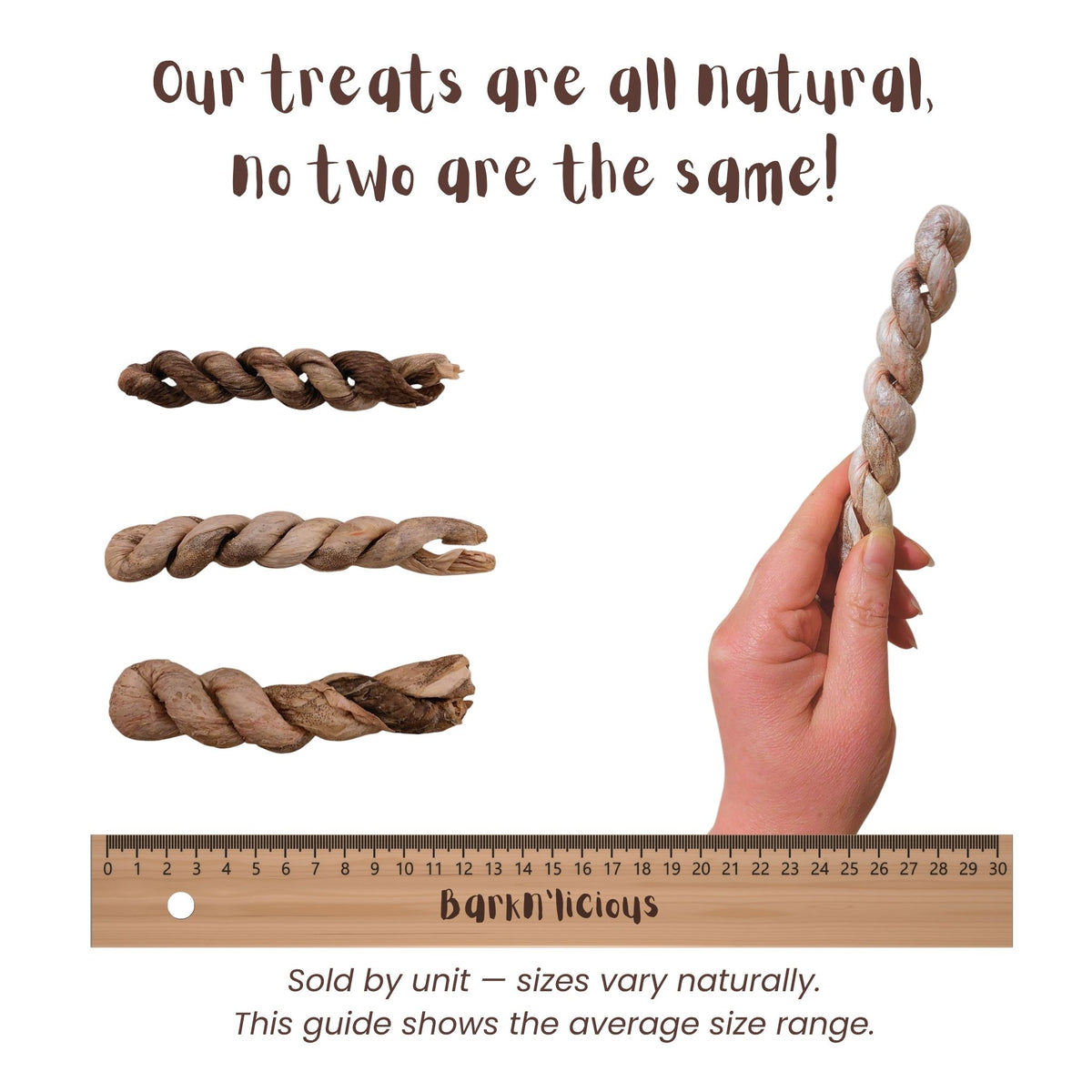 Air Dried Ling Fish Twist For Dogs Size Guide - Barkn'licious Dog Treats