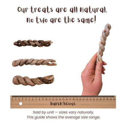 Air Dried Ling Fish Twist For Dogs Size Guide - Barkn'licious Dog Treats