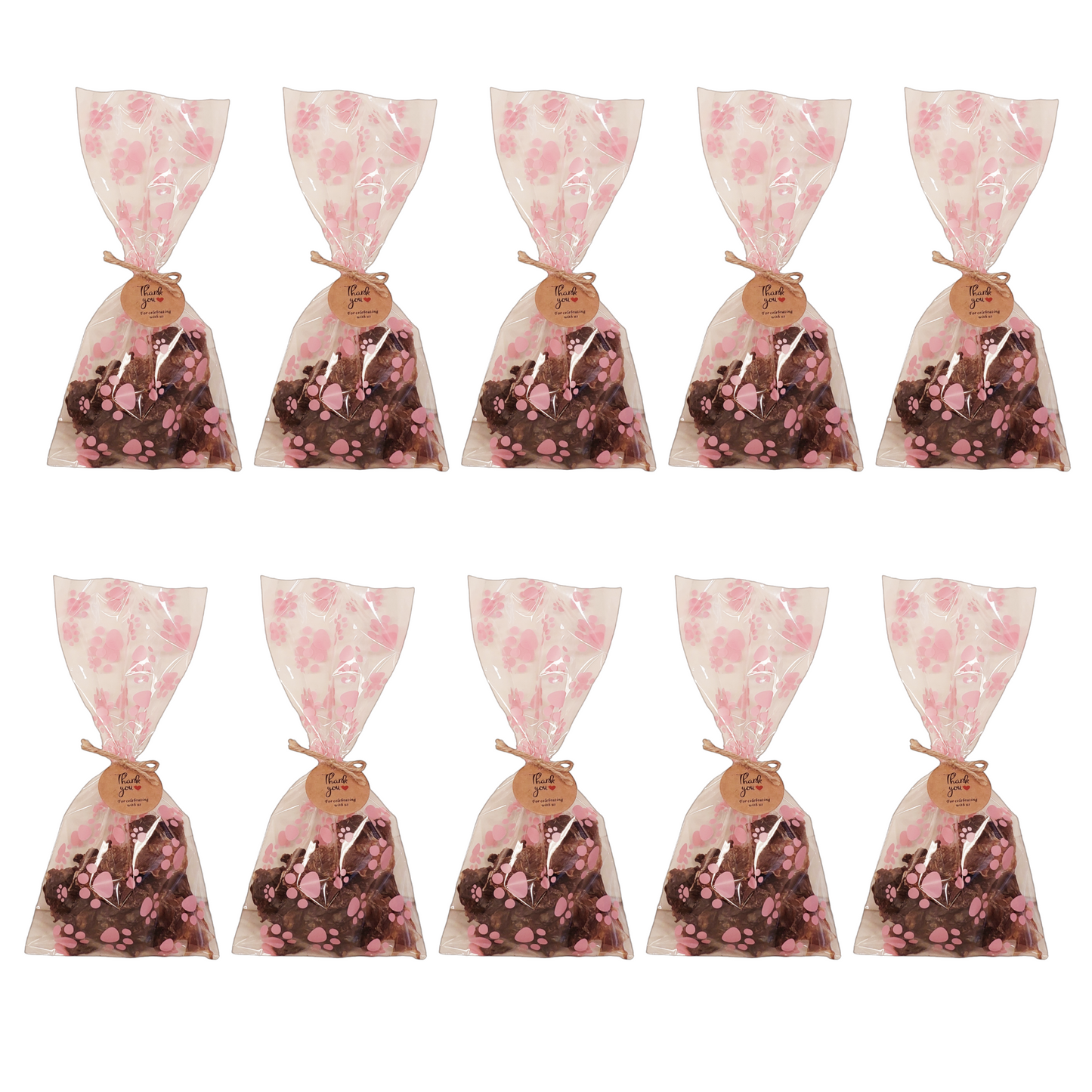 dog birthday party favour treat bags 10 x pink colour 