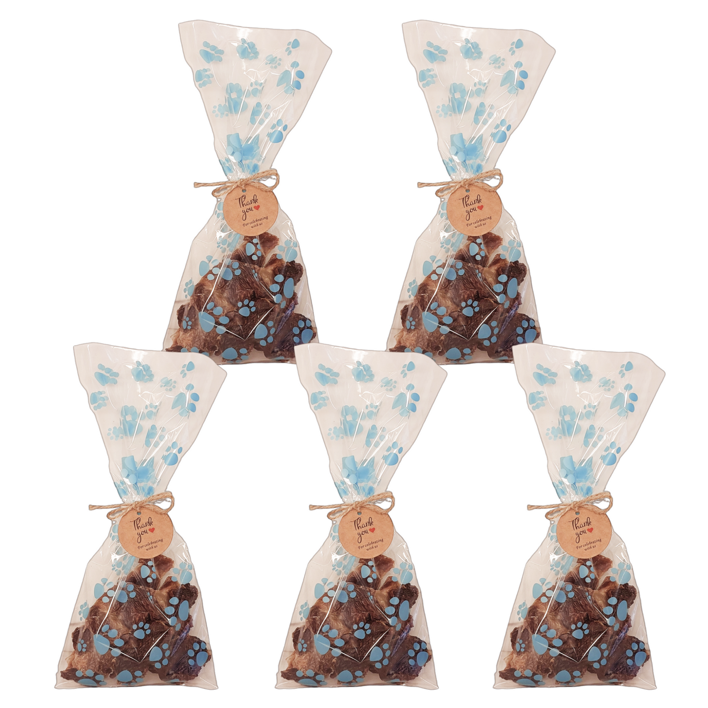 dog birthday party favour treat bags 5 x blue colour 