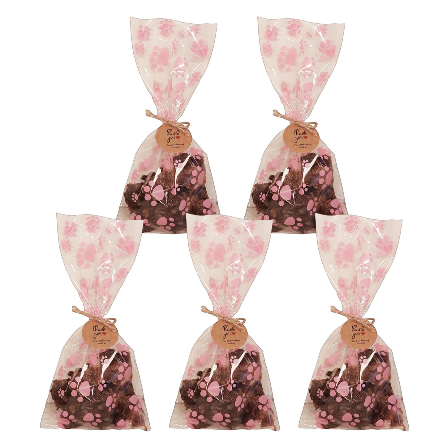 dog birthday party favour treat bags 5 x pink colour 