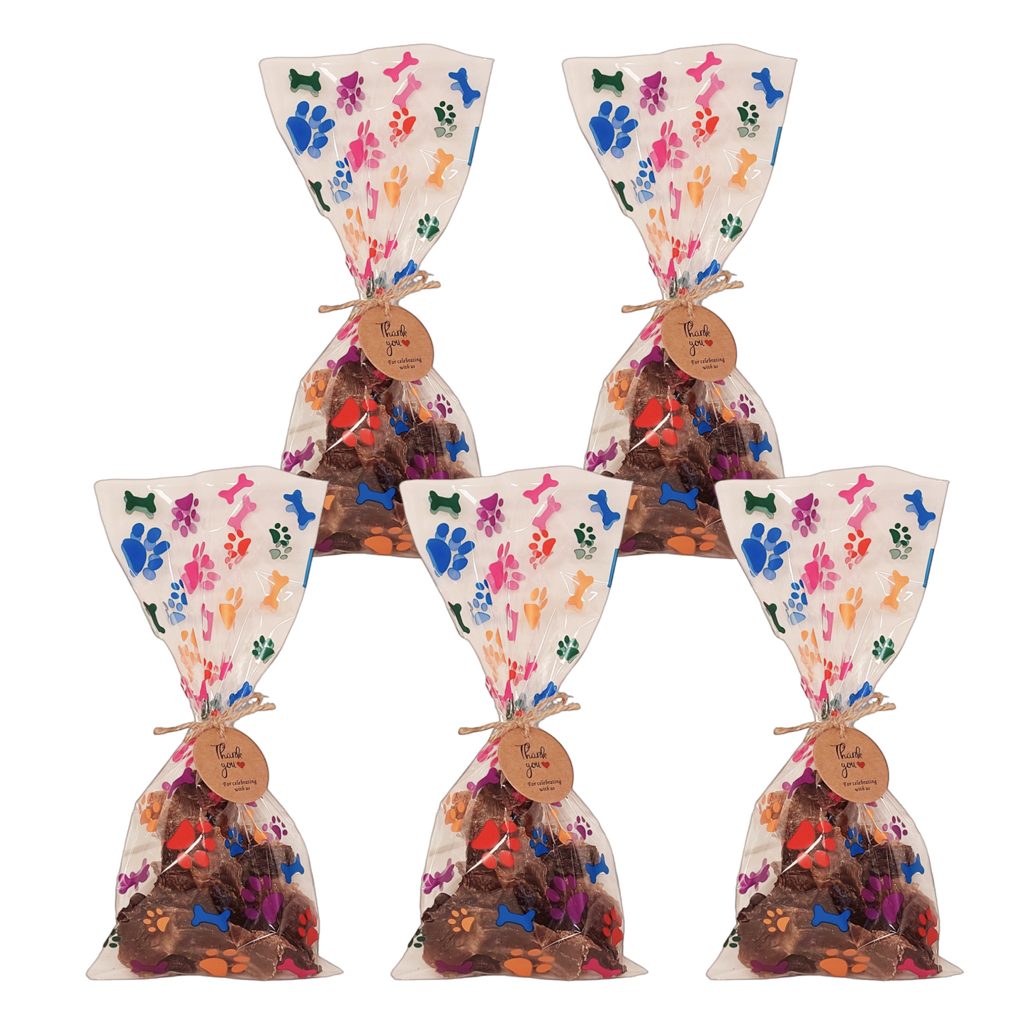 dog birthday party favour treat bags 5 x rainbow colour 